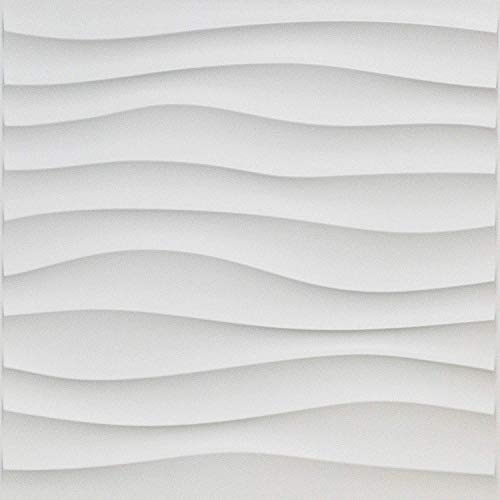 Art3d Paneles de pared 3D para decoración de pared interior, paneles PVC pared, color blanco mate, 50x50cm (paquete de 12)