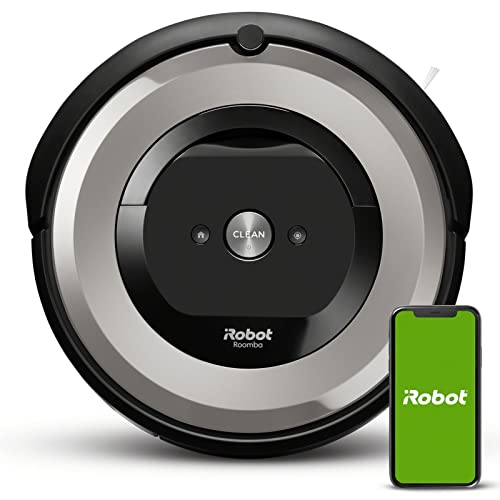 Robot aspirador con conexión Wi-Fi iRobot Roomba e5154, 2 cepillos de goma multisuperficie, óptimo para mascotas, Compatible con asistente de voz, Depósito lavable, Color Plata
