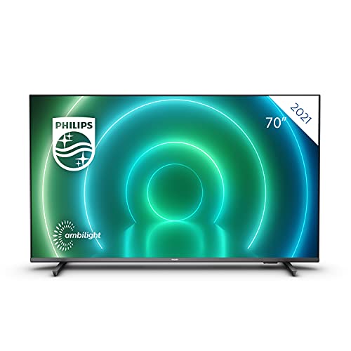 Philips 70PUS7906/12 Android TV TV LED de 70', Smart TV con Ambilight de 3 Lados, Imagen HDR Vibrante, Dolby Vision cinematográfico y Sonido Atmos, Compatible con Google Assistant, Negro, 2021
