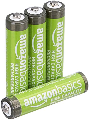 Amazon Basics Pilas AAA NiMh recargables de alta capacidad, precargadas, paquete de 4 (el aspecto puede variar)