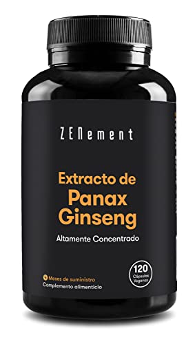 Ginseng Coreano Altamente Concentrado, 2375 mg, 120 cápsulas | Panax Ginseng Vegano, Sin Aditivos | Energía Física y Mental, Ánimo & Concentración | Zenement