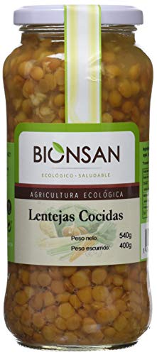 Bionsan Lentejas Cocidas Ecológicas - 4 Botes de 400 gr - Total : 1600 gr