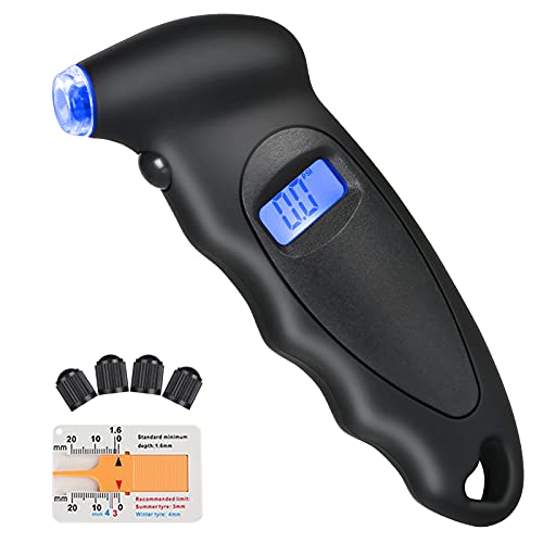 URAQT Manómetro Digital Neumáticos, Medidor de Presión Electrónico, con Pantalla LCD Retroiluminada para Auto,Motocicleta, Bicicleta