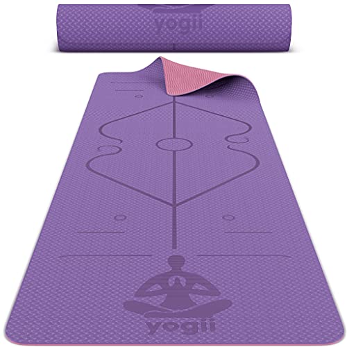 Yogii Esterilla Yoga Antideslizante (Púrpura) - Yoga Mat - Esterilla Pilates y Fitness Gruesa - Colchoneta Gimnasia - Materiales Ecológicos - 183 x 61 x 0.6 cm