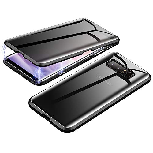 Jonwelsy Anti-Spy Funda para Samsung Galaxy Note 8, 360 Grados Proteccion Case, Privacidad Vidrio Templado Anti espía Cover, Adsorción Magnética Metal Bumper Cubierta para Galaxy Note 8 (Negro)