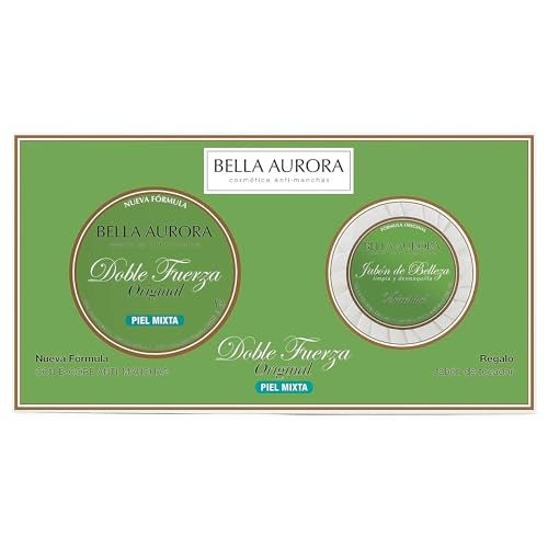 BELLA AURORA - Pack Crema Doble Fuerza para Piel Mixta 30 ml + Jabón Antimanchas Serenité en Pastilla 100 gr, Tratamiento Aclarante, Hidratante, Iluminador y Limpiador de Piel