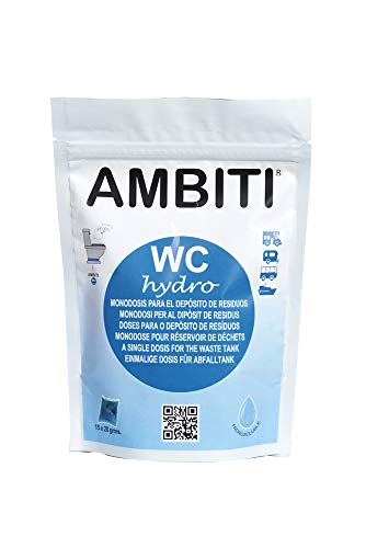 ambiti-WC Hydro | Volumen 20 Mililitros | Antibacteriano | Monodosis Depósito de Deshechos | Camping Cars | Fragancia de Piña Colada | 15 Dosis | 20 Gr/Unidad