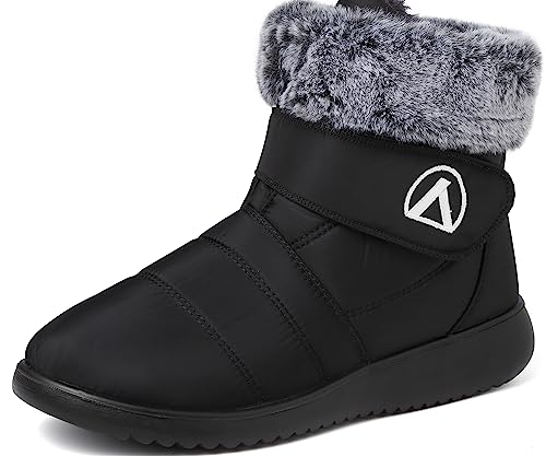 Lvptsh Botas de Nieve Mujer Impermeable Zapatos para Invierno Botines de Invierno Forradas Calientes Cómodas Antideslizantes,Black,EU42