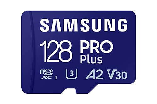 Samsung PRO Plus Tarjeta de memoria MicroSD con Adaptador SD, 128GB, Full HD & 4K UHD, UHS-I, U3, V30, A2, Compatible con Smartphone Android, Tableta, GoPro y Dron DJI (MB-MD128SA)