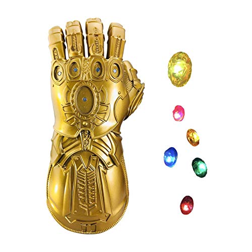 Guantelete del infinitom, Guante Thanos War Infinity Gems con 6 Piedras LED extraíbles, Diseño de imán, 3 Modos de Flash, Accesorios de Fiesta de Cosplay de Bar,Adults