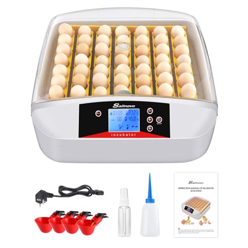 Incubadoras Automáticas para 55 Huevos, Incubadora Huevos con LCD Pantalla Digital, Control de Temperatura y Rotación Automática de Huevos, Adición Externa de Agua, para Gallinas, Patos, Codornices