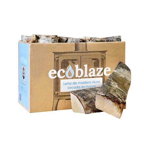 EcoBlaze Leña Secada en Horno - Leña para Horno de Pizza - Troncos de Madera para Quemadores de Madera Chimeneas, Chimeneas y Hogueras - Secada por Debajo del 20% (1 Caja (20L)