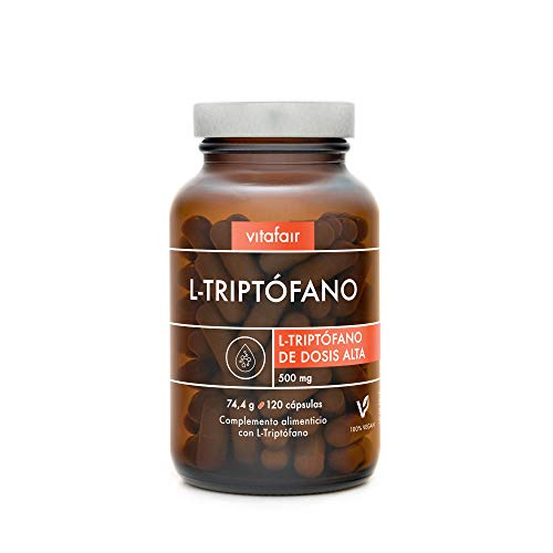 L-Triptófano Puro - 500mg por Porción - 120 Cápsulas - Dosis Alta - Precursor Natural de Serotonina y Melatonina (Hormona del Sueño) - Vegano - Máxima Biodisponibilidad - German Quality
