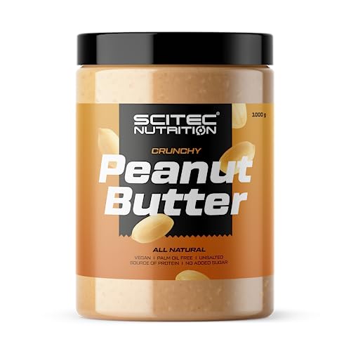 Scitec Nutrition Peanut Butter, Mantequilla de cacahuete con trozos de cacahuetes, vegano, fuente de proteína, sin azúcares añadidos, sin aceite de palma, 1 kg, Crujiente