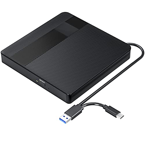 KOKABI Lector CD/DVD Externa, Grabadora USB 3.0 Tipo-C Unidades CD/DVD +/-RW, Portátil Disquetera para PC, iMac, Macbook, Windows 11/10/8/XP/Linux/MacOS