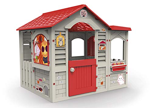 Chicos - Casita Infantil de Exterior Grand Cottage XL | Fabricada en plástico Resistente y Duradero con fácil Montaje | Color Beige con tejado Rojo (89627)