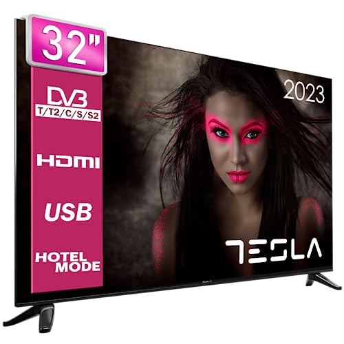 TESLA - Televisor de 32' (81cm), Televisión Resolución HD, No Smart OS, 2 Altavoces de 10W, Dolby Virtual Surround, VESA 200x100, Conectividad x2 HDMI, x1 USB, 1.366x768 (32M325BH) - 2023