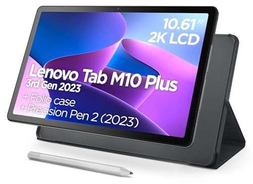 Lenovo Tab M10 Plus (3rd Gen) - Tablet de 10.61' 2K (Qualcomm Snapdragon SDM680, 4GB de RAM,128GB ampliables hasta 1TB,4 Altavoces,WiFi + Bluetooth,Android 12) Precision Pen 2 + Funda - Gris Oscuro
