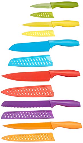Amazon Basics Juego de cuchillos de colores, 12 Unidad, Surtido
