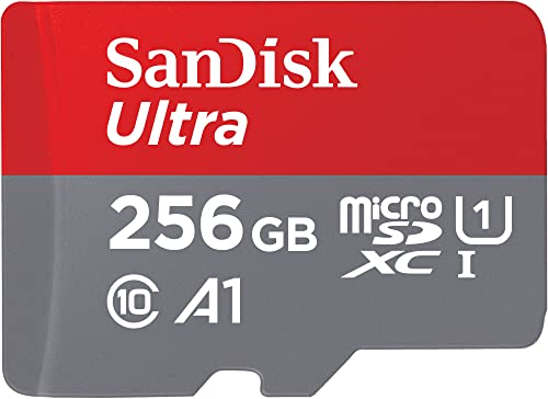 SanDisk 256GB Ultra Tarjeta de Memoria microSDXC con Adaptador SD, hasta 150 MB/s, Rendimiento de apps A1, UHS-I Clase 10, U1