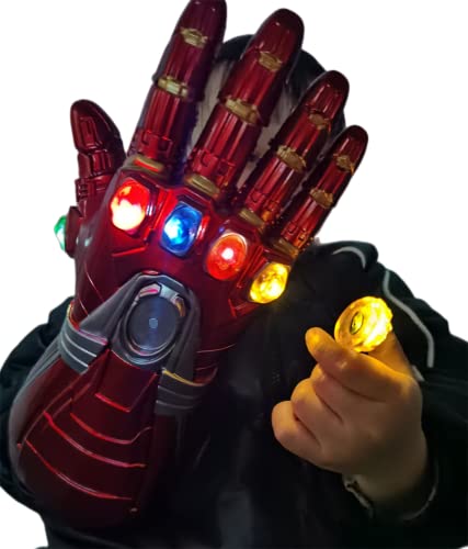 Gema de luz LED desmontable de Iron Man brazo juguete niño ilimitado guante luminoso flexible puño dedo guante juguete regalo cumpleaños cosplay película héroe Spider-Armor (adulto)