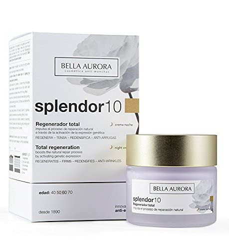 Bella Aurora Crema de Noche Antiedad 50+ Años, 50 ml | Crema Facial Anti-Arrugas y Anti-Manchas | Tratamiento Facial Hidratante para Mujer | SPLENDOR 10