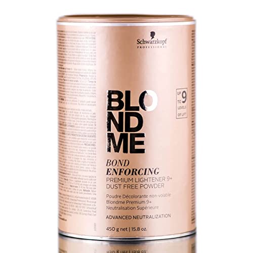 Schwarzkopf BlondMe Bond Enforcing Premium Lightener 9+ Dust Free Powder, Tinte Capilar 9 Niveles, 450 gr