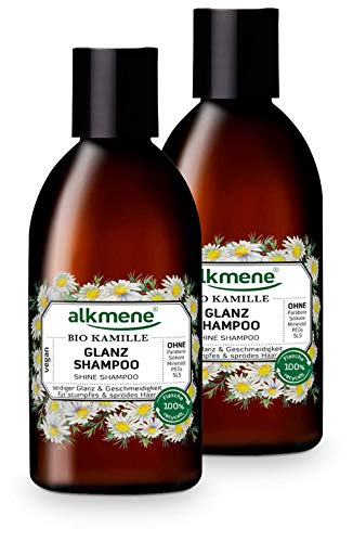 alkmene Champú brillo intenso con manzanilla orgánica - champu para cabello opaco y quebradizo - vegano sin silicona, parabenos y SLS y SLES (2x 250 ml)