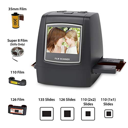 DIGITNOW! 22MP Escáner de negativos y diapositivas , Convertidor digital con 2,4'LCD para 35 mm/ Super 8/ 110/ 126 película