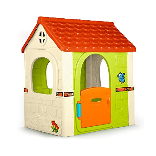 Feber - Fantasy House, casita infantil de juegos con puerta abatible, para jugar al aire libre o en casa, multicolor, resistente y de facil montaje, para niños de 2 a 6 años, FAMOSA