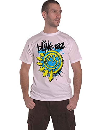 Blink 182 T Shirt Smiley 2.0 Band Logo Nuevo Oficial De Los Hombres Blanco Size S