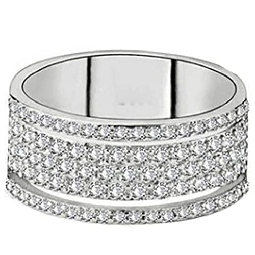 Eeauytr Anillo de compromiso de diamantes completos, anillo de eternidad, para mujer, circonita cúbica, anillo de moda con circonita cúbica