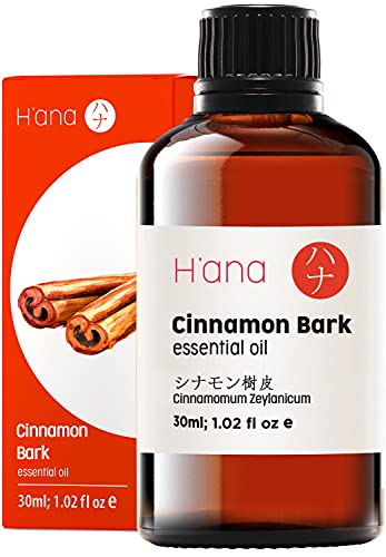 Hana Aceite esencial de corteza de canela - Aumenta la energía y alivia los dolores corporales - Para entrenamientos más fuertes - Grado terapéutico puro 100 para aromaterapia y uso tópico - 30ml