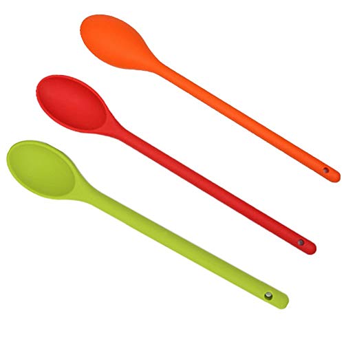 3 piezas cucharas de cocina resistentes al calor cucharas de cocina de silicona para cocinar