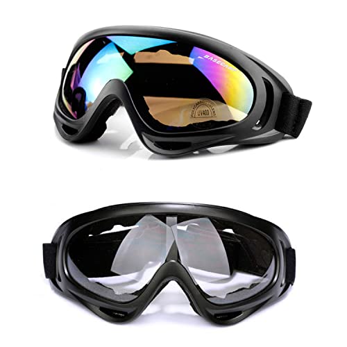 KUYT 2 gafas de esquí de snowboard, protección UV, gafas de motocross, compatibles con casco, gafas de esquí, gafas deportivas para esquí, moto, bicicleta, patinaje, unisex