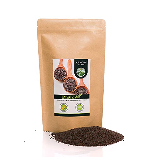 Semillas de mostaza negras y marrones (500g), especia 100% natural, secadas suavemente, veganas y sin aditivos