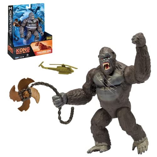 MonsterVerse MNG18000 Skull Island 6'' Ferocious Kong with Helicopter & Chain Propeller, Single, Multicolor