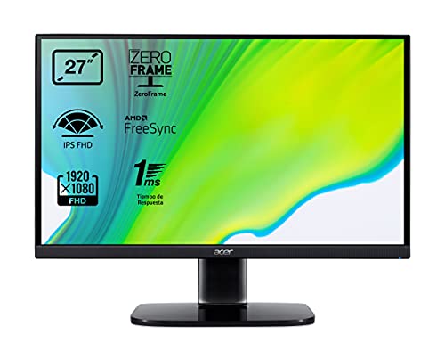 Acer KA272bi - Monitor de 27' Full HD 75 Hz (68,6 cm, 1920x1080, Pantalla IPS LED, ZeroFrame y FreeSync, 250 nits, Tiempo de Respuesta 1ms VRB, VGA, HDMI) - Color Negro