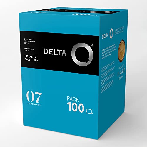 Delta Q - Cápsulas de Café Molido DeQafeinatus - 100 Cápsulas Intensidad 7 Compatibles con Cafeteras Delta Q - Espresso Intenso Descafeinado con Notas de Caramelo
