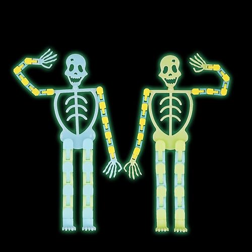 Qpout 10pcs Esqueleto de Halloween Juguetes Halloween Glow In The Dark Esqueleto transformable Transformable Juguetes de esqueleto de cadena Estrés Ansiedad Alivio de la presión NiñosJuguetes