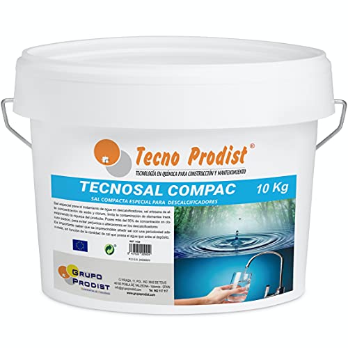 Tecno Prodist TECNOSAL COMPAC- Sal compacta Especial para descalcificadores - (10 Kg) En Cubo, fácil aplicación, más Comodidad
