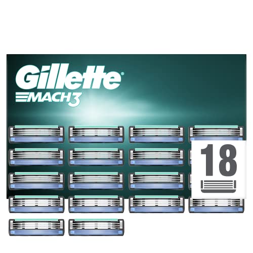Gillette Mach3 Cuchillas de Recambio Para Maquinilla De Afeitar Para Hombre, 18 Uds