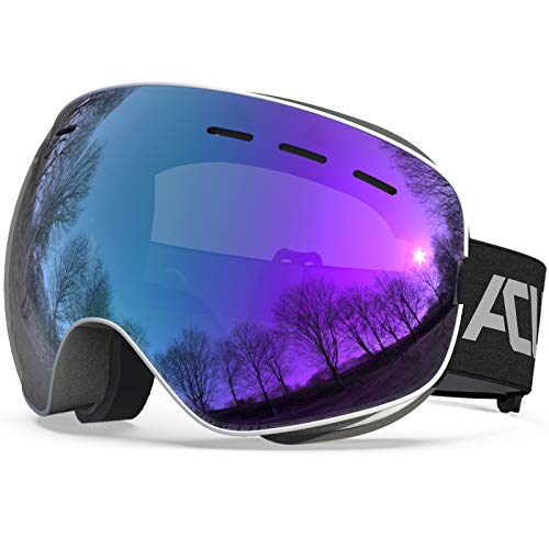 ACURE Gafas de esquí, gafas de snowboard de nieve para hombres y mujeres adultos jóvenes, OTG – sobre las gafas con protección anti niebla UV400