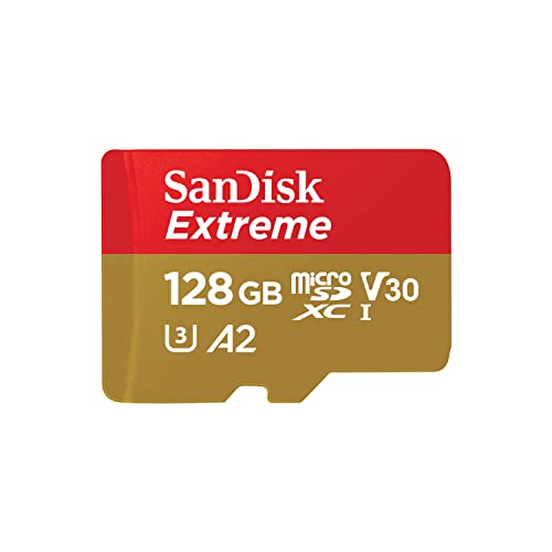 SanDisk Tarjeta microSDXC Extreme de 128 GB + adaptador SD + RescuePRO Deluxe de hasta 190 MB/s, con rendimiento de aplicación A2, UHS-I, Clase 10, U3, V30