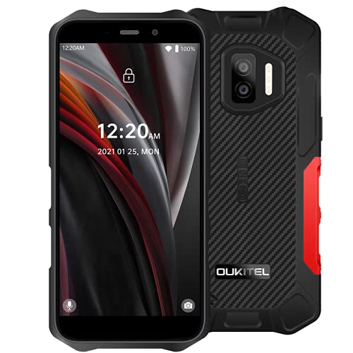 OUKITEL WP12 Pro Android 11 Móvil Resistente, (Peso Ligero), Quad Core 4GB+64GB, Batería 4000mAh, Pantalla HD+ 5.5', Cámara Triple (Submarina) 13MP,IP68 IP69K Teléfono Impermeable Dual SIM NFC Rojo
