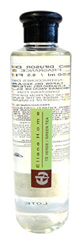 Eliana Home Liquido para difusor de 250 ml te Verde, Aceites Esenciales aromatizados, 4.50x4.50x18.70 cm