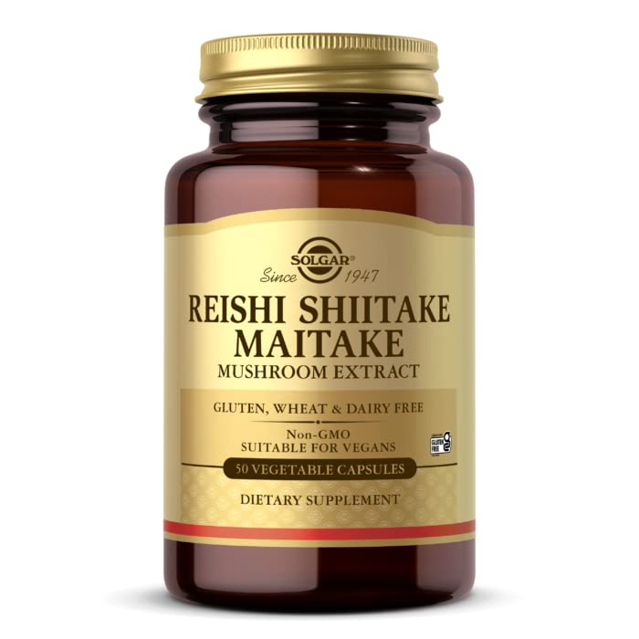 Solgar Reishi Shiitake Maitake Extracto de Hongo Cápsulas vegetales - Envase de 50
