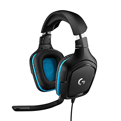 Logitech G432 Auriculares Gaming con Cable, Sonido 7.1 Surround DTS:X 2.0, Transductores 50mm USB y Jack Audio 3.5mm, Micrófono Volteable, Peso Ligero, PC/Mac/Xbox One/PS4/Switch- Azul/Negro
