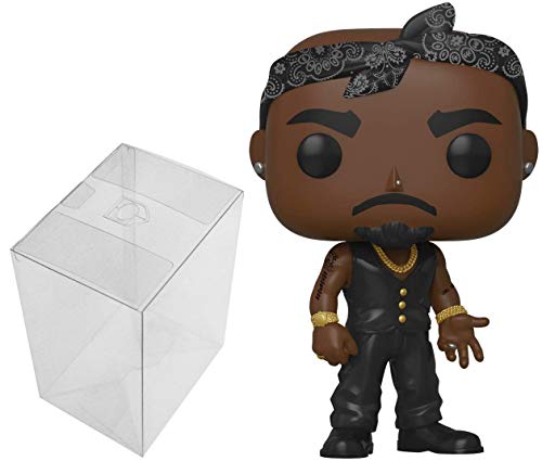 Funko POP! Rocks: Tupac Shakur: Tupac in Vest with Bandana Bundle with 1 PopShield Pop Box Protector