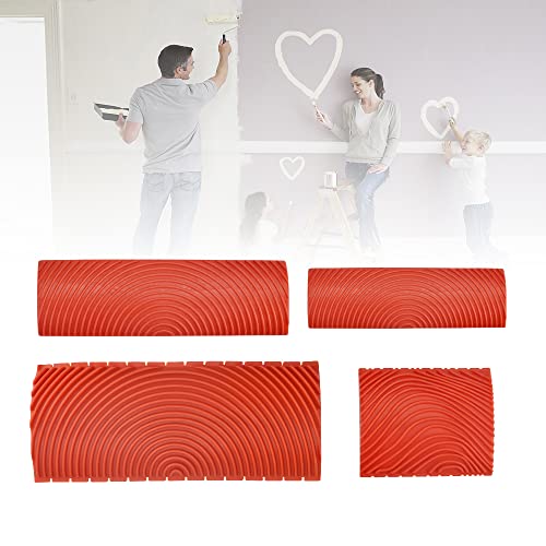 QINERSAW 4 Pz Herramienta de Grano de Madera Molde de veta de Goma veteador Efecto Madera Juego de Herramientas 7,4/8,7/13/15 cm para Decoración en Pared, Puertas